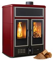 Klover DUAL Hybrid Kombi Kaminofen Holz Pellet wasserführend Bordeaux 27,4 kw